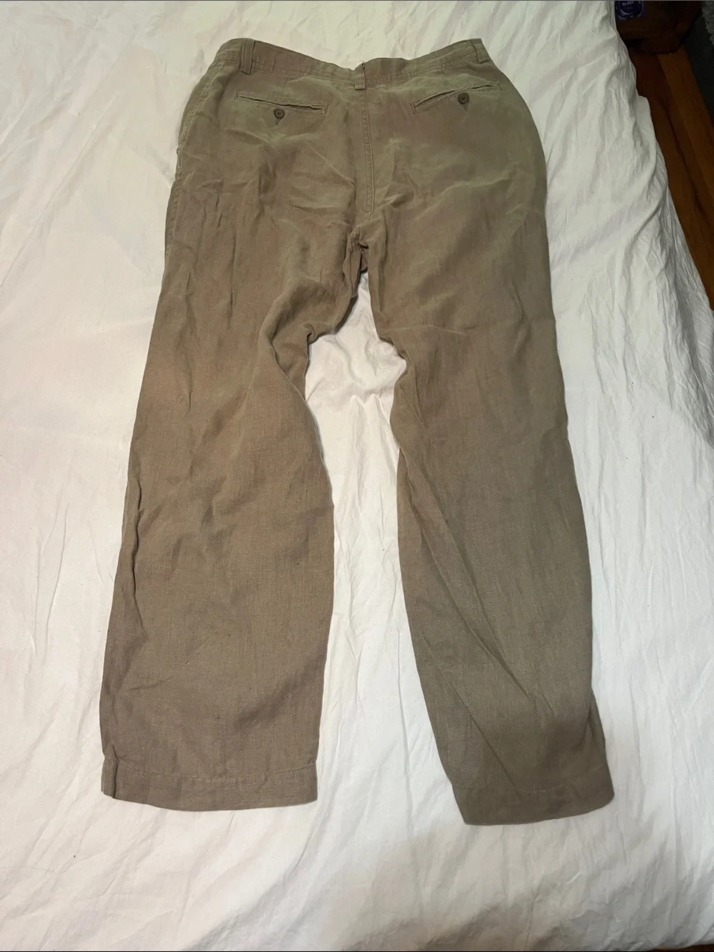 Men's Linen Straight-Leg Pants in Taupe